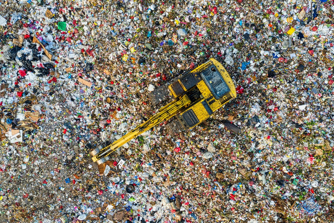 A bird's eye view of a landfill