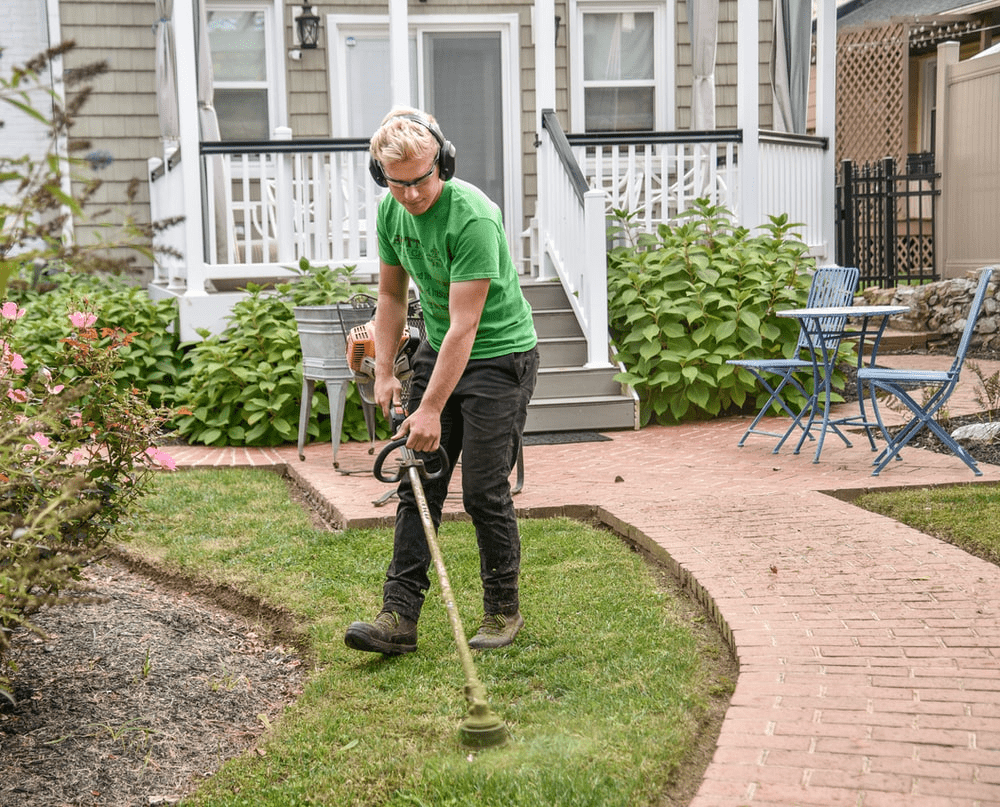 a man landscaping his garden