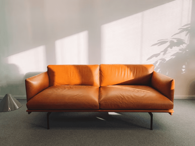 A brown couch in a room