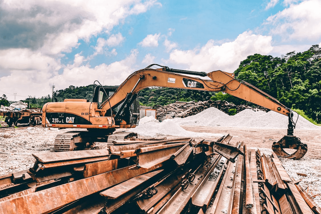Steel debris on a construction site